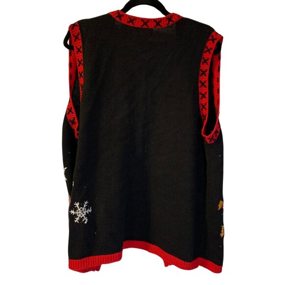 Vintage Women's Holiday Snowman Sweater Cardigan Size 1X Office Party Casual - Picture 2 of 9